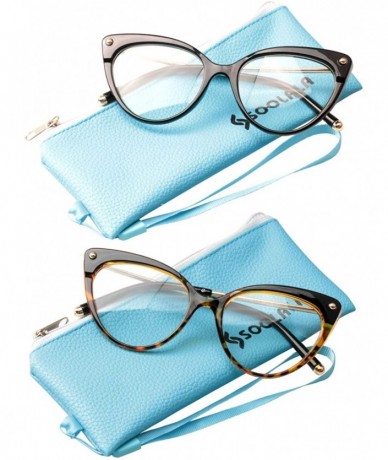 Cat Eye Ladies Oversized Cat Eye Reading Glass Modern Eyeglass Frame - 2 Pairs / Black + Tortorise - C918NGDNGCQ $14.60