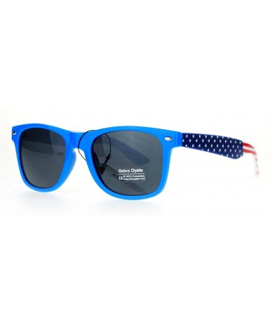 Wayfarer American Flag Arm Horn Rim Horned Sunglasses - Blue - C512FJV6RYJ $9.15