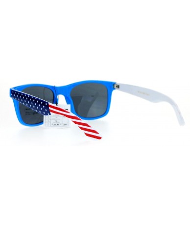 Wayfarer American Flag Arm Horn Rim Horned Sunglasses - Blue - C512FJV6RYJ $9.15