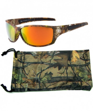 Wrap Polarized Sunglasses for Men Brown Forest Camouflage Durable Light Weight - Brown Forest Camo - CQ123HXNTA5 $36.39