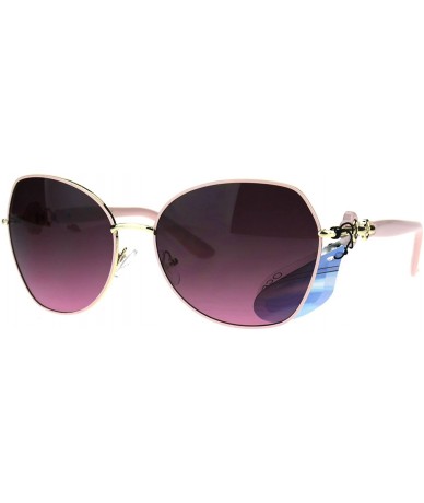 Square Womens Fashion Sunglasses Fan Shape Designer Decor Shades UV 400 - Pink - CK185UXYXAU $9.21