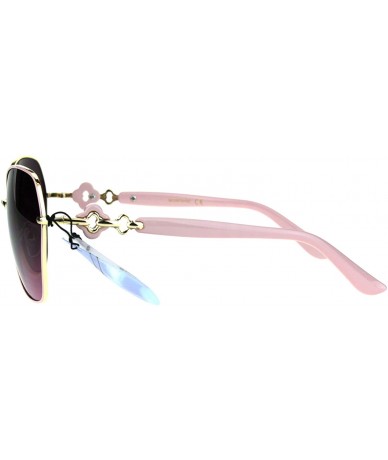 Square Womens Fashion Sunglasses Fan Shape Designer Decor Shades UV 400 - Pink - CK185UXYXAU $9.21