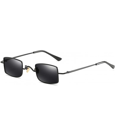 Square Small Square Sunglasses Women Mini Metal Frame Black Lens Retro Eyewear - C718SS03YRM $11.82