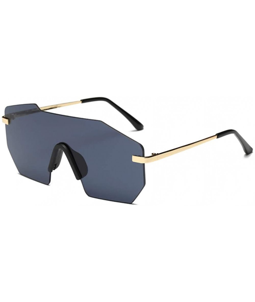 Oversized Rimless Sunglasses Men Oversized Goggles Designer Classic Integrated Female Male Unisex Sun Glass - Black - C818Y7E...