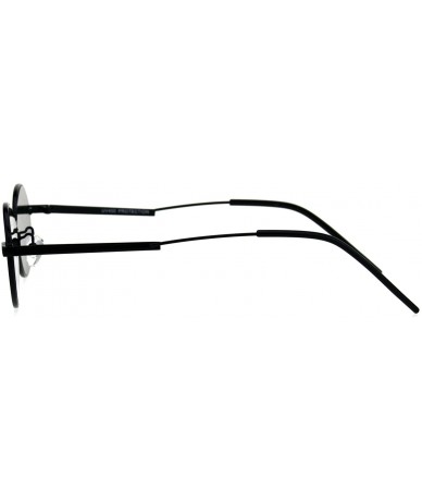 Oval Unisex Fashion Sunglasses Oval Flat Thin Metal Frame Slanted Temple - Black (Dark Green) - CT18IWU72X5 $21.73