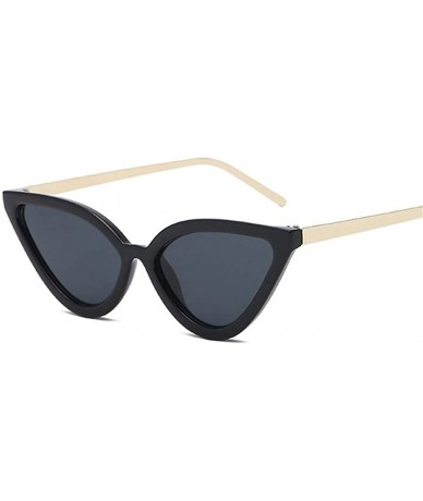 Round Women Cat Eye Sunglasses PC Frame Fashion For Female - Black(gold Legs) - CR199Q0W675 $20.72