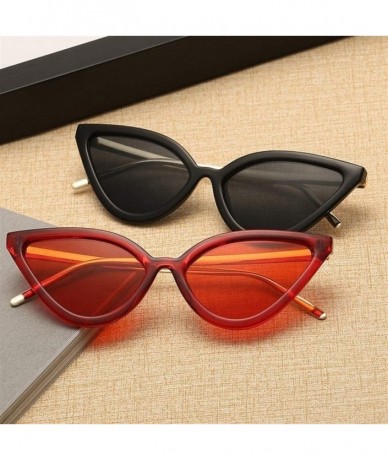 Round Women Cat Eye Sunglasses PC Frame Fashion For Female - Black(gold Legs) - CR199Q0W675 $7.06