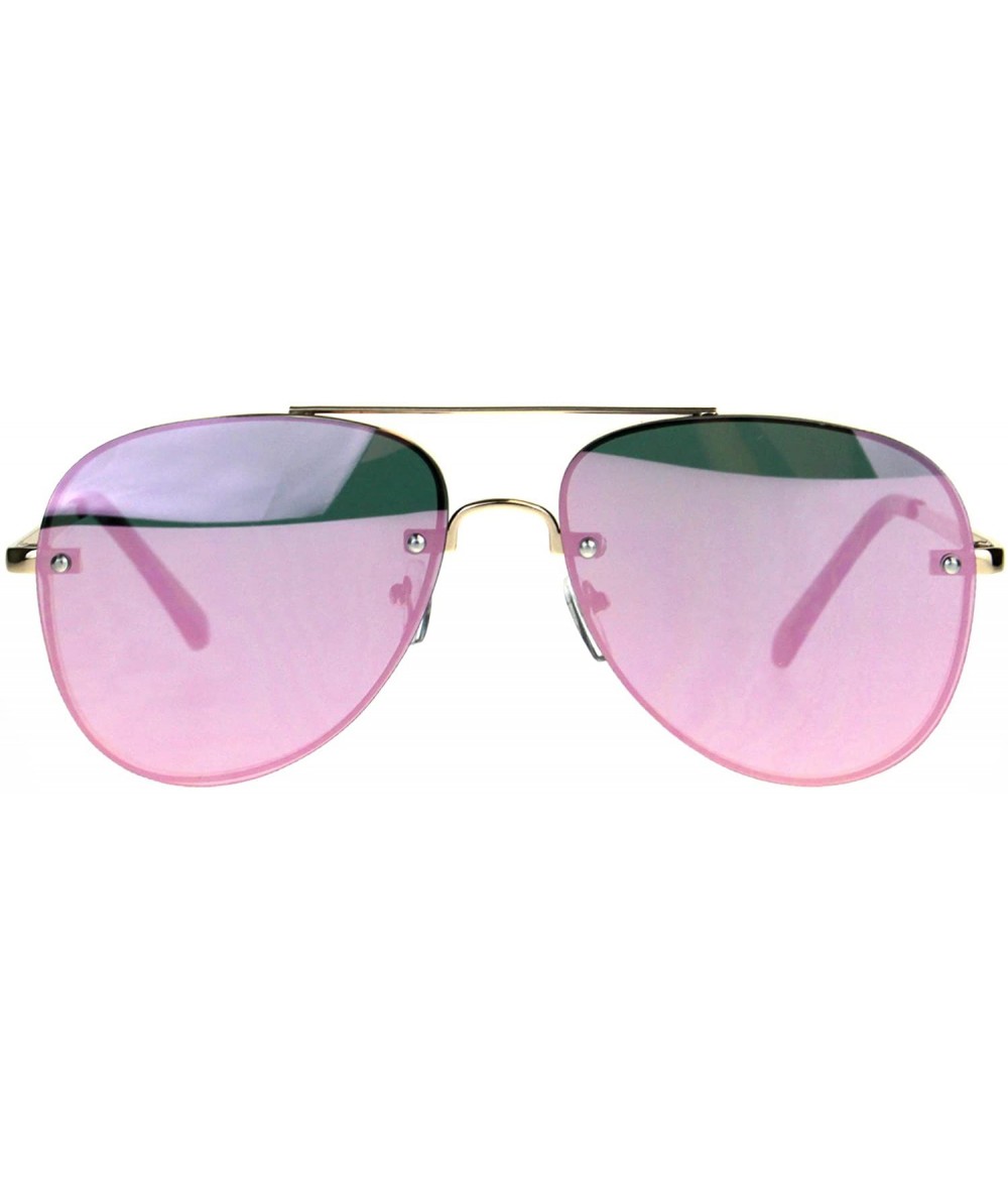 Rimless Luxury Rimless Designer Mod Metal Rim Pilots Sunglasses - Gold Pink - CG187W6AU5H $13.31