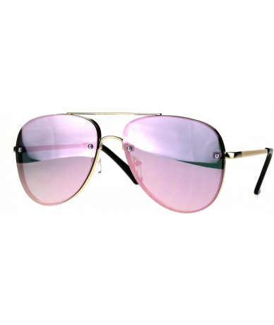 Rimless Luxury Rimless Designer Mod Metal Rim Pilots Sunglasses - Gold Pink - CG187W6AU5H $13.31