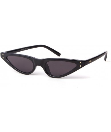 Oversized Vintage Retro Cat Eye Sunglasses For Women Small Glasses with Rivet - Black - C6189OIAZER $20.38