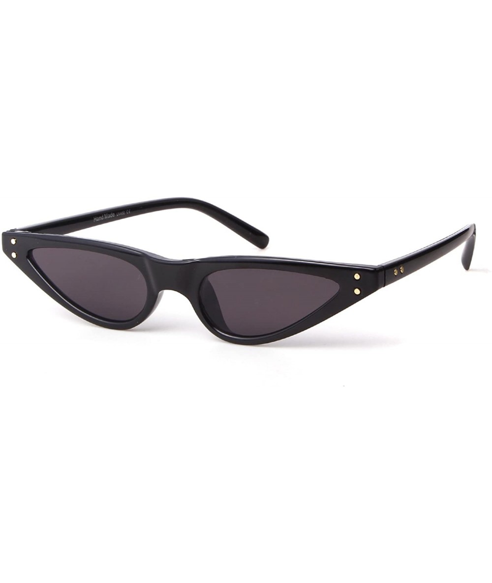 Oversized Vintage Retro Cat Eye Sunglasses For Women Small Glasses with Rivet - Black - C6189OIAZER $18.97