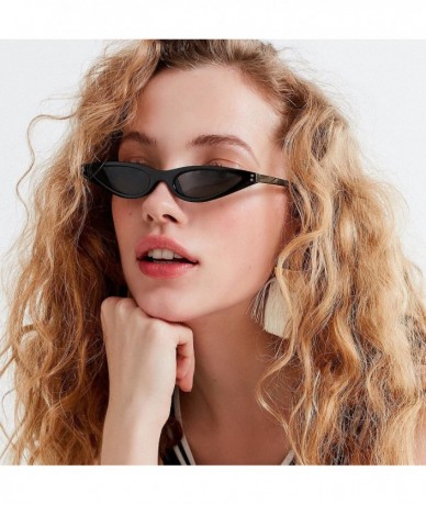Oversized Vintage Retro Cat Eye Sunglasses For Women Small Glasses with Rivet - Black - C6189OIAZER $18.97