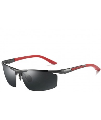 Rimless Wrap-Around Sport Sunglasses for Men with 71mm Semi Rimless Lens Polarized Sun Glasses LM003 - CC18DNSE80M $40.76