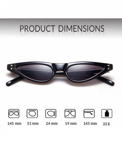 Oversized Vintage Retro Cat Eye Sunglasses For Women Small Glasses with Rivet - Black - C6189OIAZER $8.43