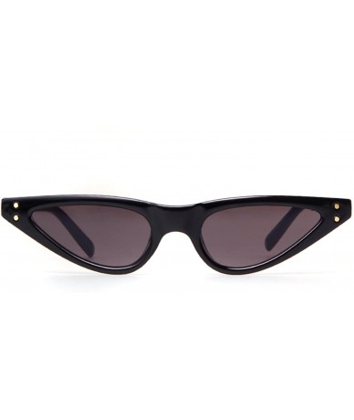 Oversized Vintage Retro Cat Eye Sunglasses For Women Small Glasses with Rivet - Black - C6189OIAZER $8.43