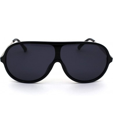 Shield Retro Mobster Plastic Racer Shield Luxury Fashion Sunglasses - Black Silver Black - CO190QY29GA $26.73
