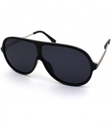 Shield Retro Mobster Plastic Racer Shield Luxury Fashion Sunglasses - Black Silver Black - CO190QY29GA $13.54