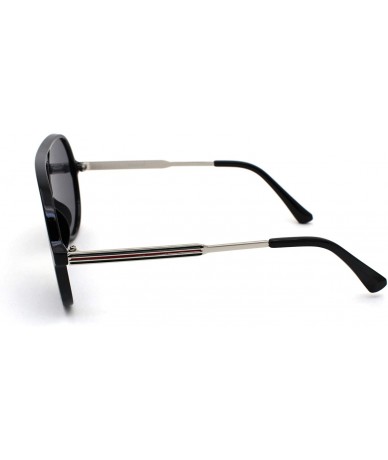 Shield Retro Mobster Plastic Racer Shield Luxury Fashion Sunglasses - Black Silver Black - CO190QY29GA $13.54