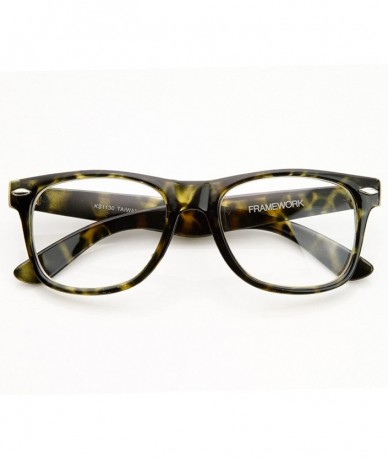 Wayfarer Vintage Inspired Eyewear Original Geek Nerd Clear Lens Horn Rimmed Glasses (Yellow Tortoise) - CG11M9FSSO1 $12.86