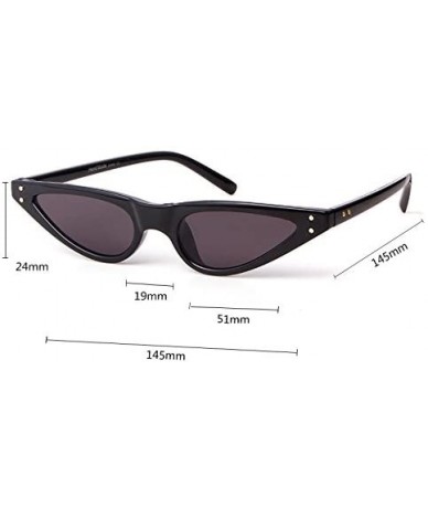 Oversized Vintage Retro Cat Eye Sunglasses For Women Small Glasses with Rivet - Black - C6189OIAZER $8.43