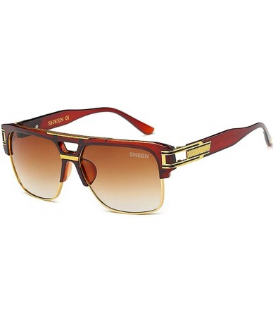 Oversized Designer Sunglasses Aviator Luxurious Transparent - Brown - C718HRX6HZW $10.81