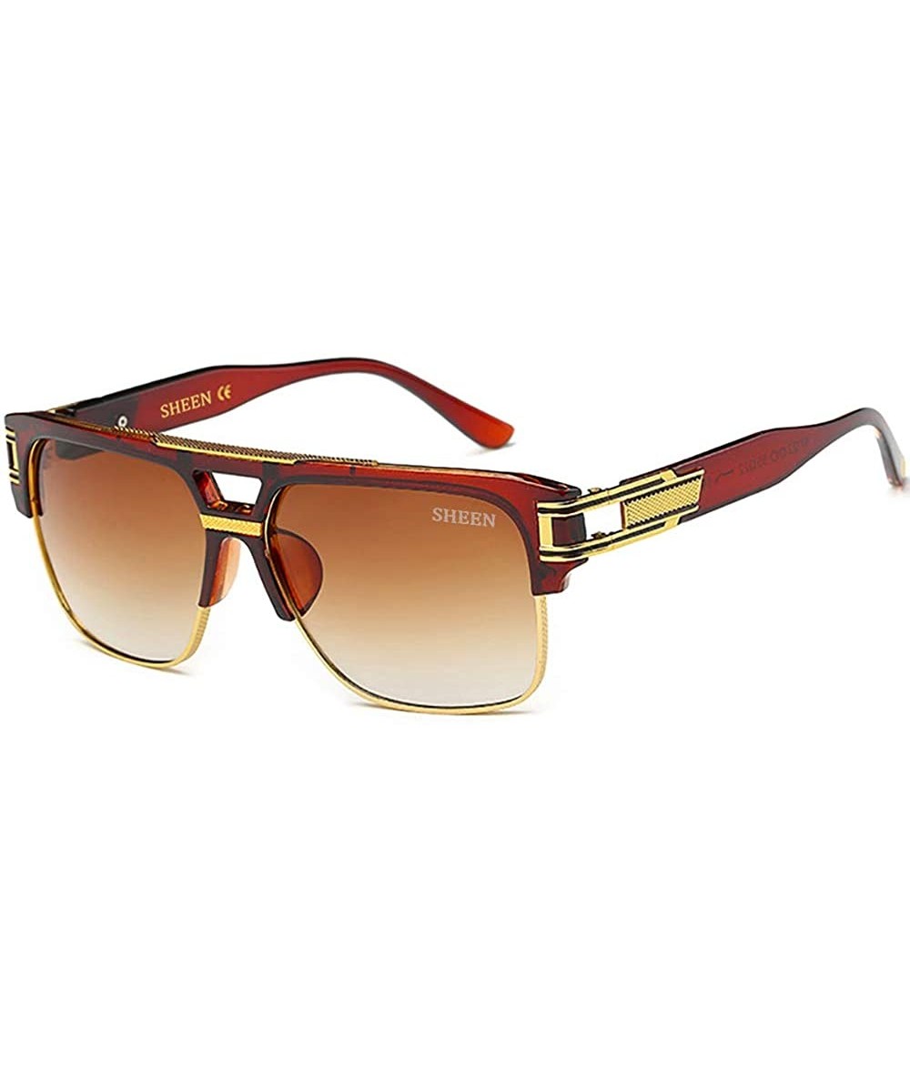 Oversized Designer Sunglasses Aviator Luxurious Transparent - Brown - C718HRX6HZW $10.81