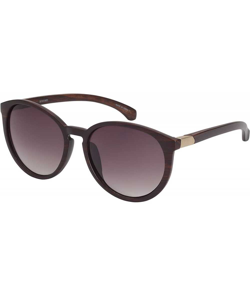 Oversized Eco-Chic Wood Pattern Sunglasses with Gradient Lens 32151WD-AP - Matte Brown Wood/Grey Lens - CZ12G91BVFX $18.06