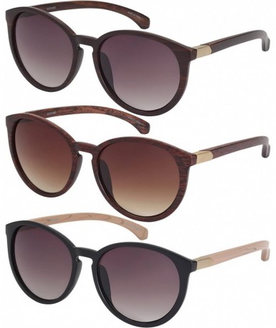 Oversized Eco-Chic Wood Pattern Sunglasses with Gradient Lens 32151WD-AP - Matte Brown Wood/Grey Lens - CZ12G91BVFX $10.64