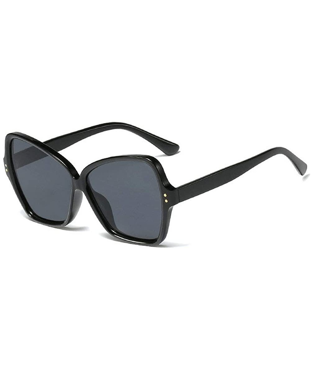 Oversized New fashion retro large box unisex rice nails irregular brand designer sunglasses UV400 - Black - CK18TNG3E6H $30.85