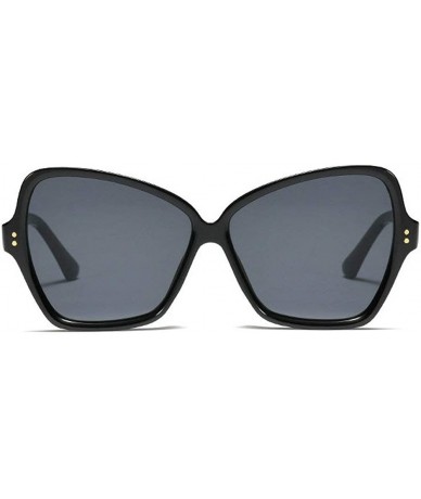 Oversized New fashion retro large box unisex rice nails irregular brand designer sunglasses UV400 - Black - CK18TNG3E6H $27.22