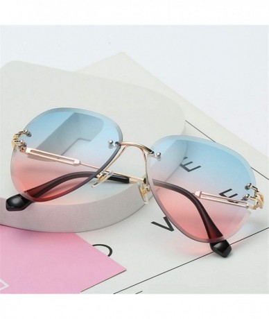 Rimless RimlSunglasses Women Fashion Sun Glasses Metal Farme Gradient Shades Cutting Lens FaGoggles UV400 - Gray - CP197Y7OQT...