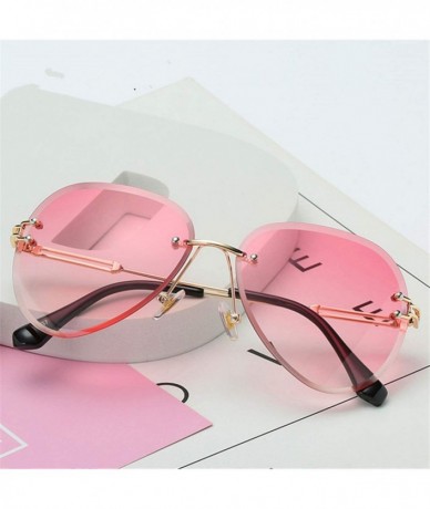 Rimless RimlSunglasses Women Fashion Sun Glasses Metal Farme Gradient Shades Cutting Lens FaGoggles UV400 - Gray - CP197Y7OQT...