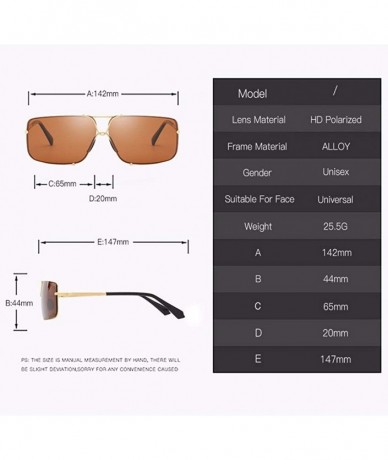 Square Men's Polarization Classic Frameless Sunglasses Ring Square Glasses Fishing Lens Driving Lens - D - CH18QO3SDI8 $46.15