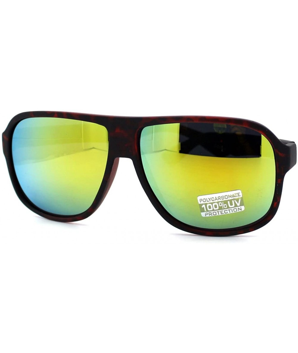 Square Retro Sporty Flat Top Square Aviator Sunglasses Matted Frames Multicolor Lens - Tortoise - CD11D6VOIW3 $10.36