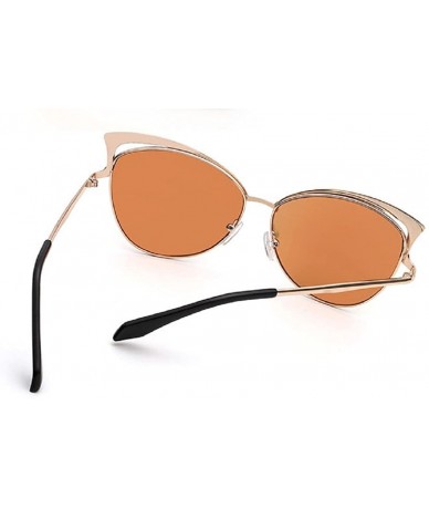 Oversized Sexy Cateye Women Sunglasses Oversized Metal Frame Flat Mirrored Lens - J - CQ184RO3MRM $9.22