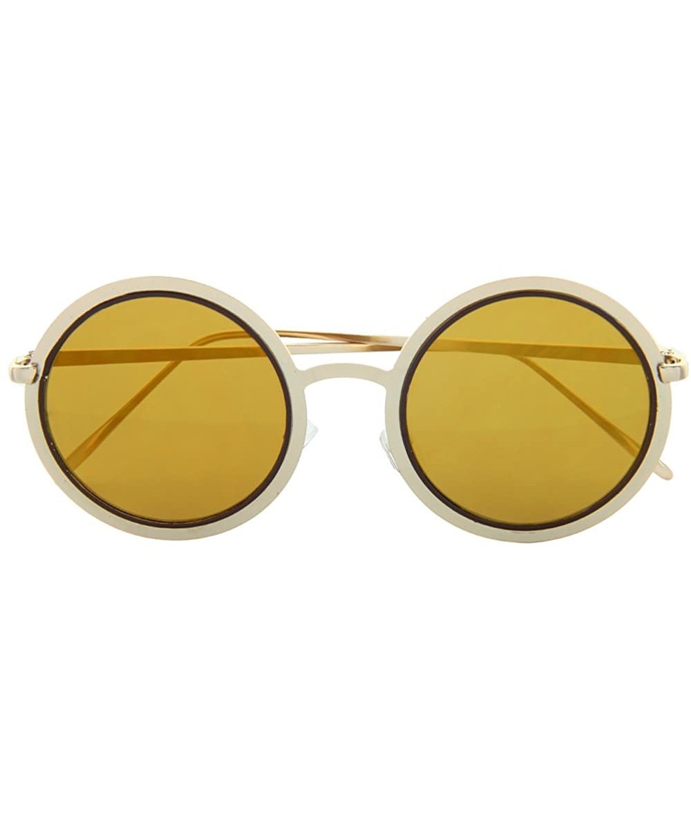 Round Mod Round Sunglasses for Women Men UV Protected Runway Fashion - Gold/Copper - CX12OCTND8V $17.04