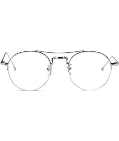 Round Male and Female Myopia Fashion Glasses Retro Round Frame Glasses - Silver - C718EAQTHNT $27.70