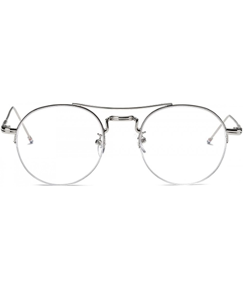 Round Male and Female Myopia Fashion Glasses Retro Round Frame Glasses - Silver - C718EAQTHNT $27.70