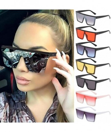 Oversized Square Oversized Sunglasses for Women Men Flat Top Fashion Shades Ultralight UV Protection Mirror Lens Eyewear - C9...