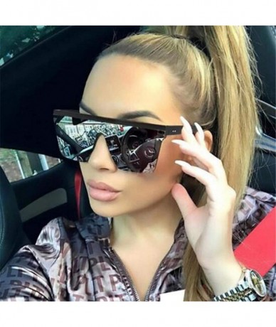 Oversized Square Oversized Sunglasses for Women Men Flat Top Fashion Shades Ultralight UV Protection Mirror Lens Eyewear - C9...