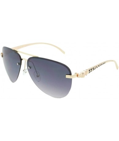 Rimless Rimless Leopard Frame Aviator Sunglasses - Gold - C01839IXUUR $18.16