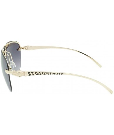 Rimless Rimless Leopard Frame Aviator Sunglasses - Gold - C01839IXUUR $10.80