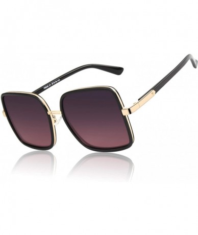 Goggle Women Oversized Square Frame Sunglasses Multiple Tinted Glitter Designer Inspired Stylish Shades S904 - CB196O5L6O6 $3...