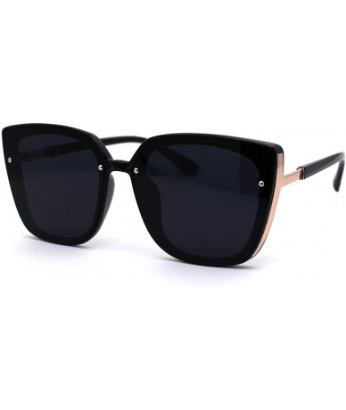 Cat Eye Womens 90s Designer Fashion Oversize Cat Eye Sunglasses - Black Gold Solid Black - CO194OK2C69 $11.75