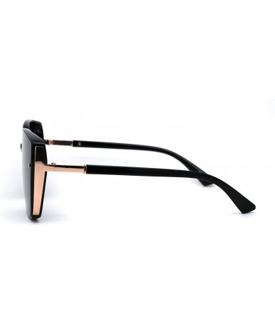 Cat Eye Womens 90s Designer Fashion Oversize Cat Eye Sunglasses - Black Gold Solid Black - CO194OK2C69 $11.75