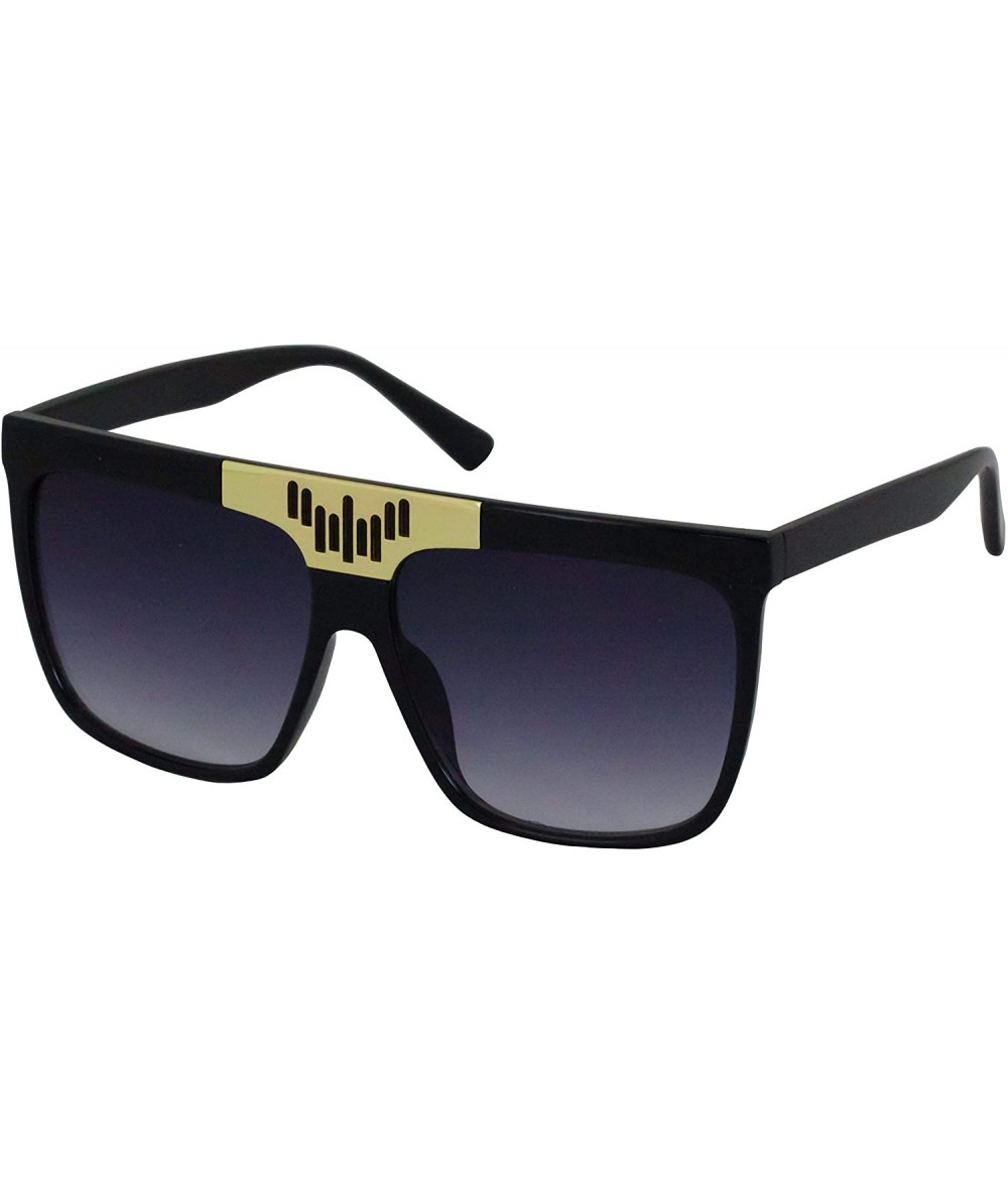 Square Oversized Aviator Sunglasses Flat Top Square Vintage Retro Women Fashion Shades - Black - CP18O8R2XG4 $12.84