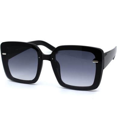 Rectangular Womens Chic Rectangular Mod Plastic Exposed Lens Edge Sunglasses - Black Smoke - CB18ZTA6M47 $16.03