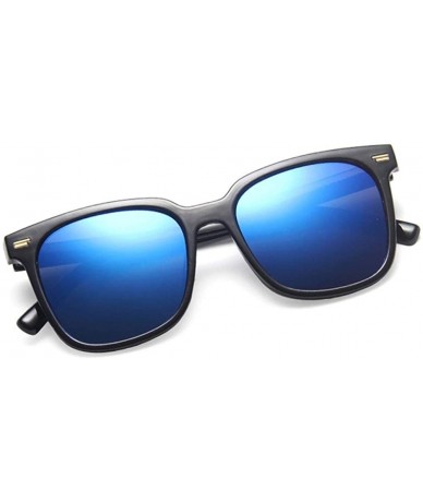 Square Women Square Sunglasses Vintage Rivet Sun Glasses Female Mirror Glasses Blue Pink UV400 - Blackwhite - C21902THANG $8.92