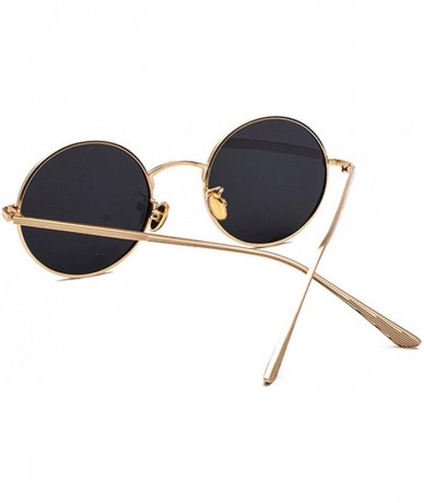 Aviator Classic Men Round Sunglasses Women Metal Frame UV400 Sun Glasses Men Female Fashion Eyewear - C10 Gold-clear - CC198Z...