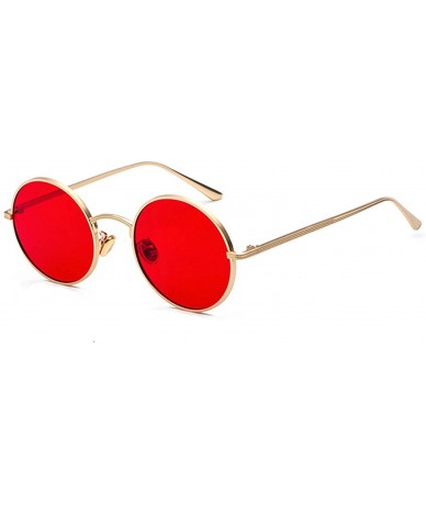 Aviator Classic Men Round Sunglasses Women Metal Frame UV400 Sun Glasses Men Female Fashion Eyewear - C10 Gold-clear - CC198Z...